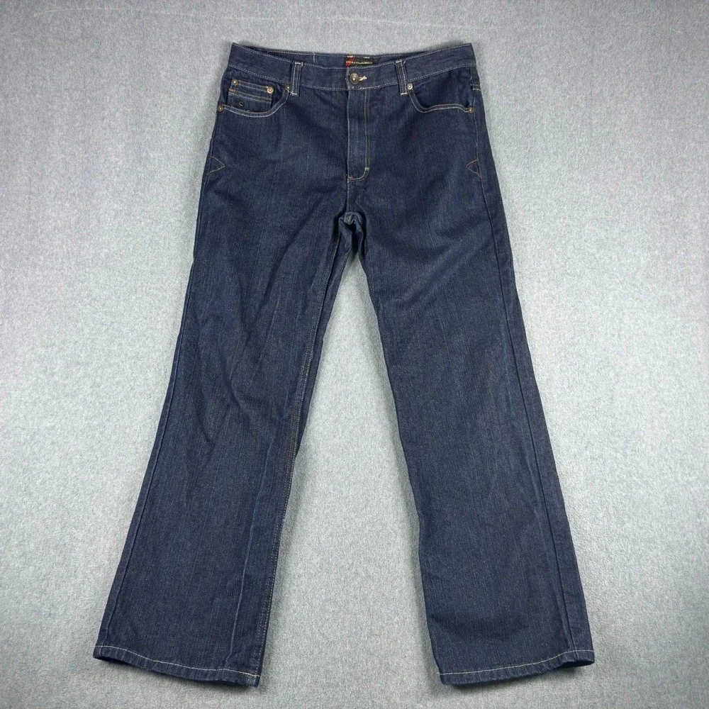 Vintage Y2K Phat Farm Embroidered Baggy Skater Leg Jeans Flap 36x32